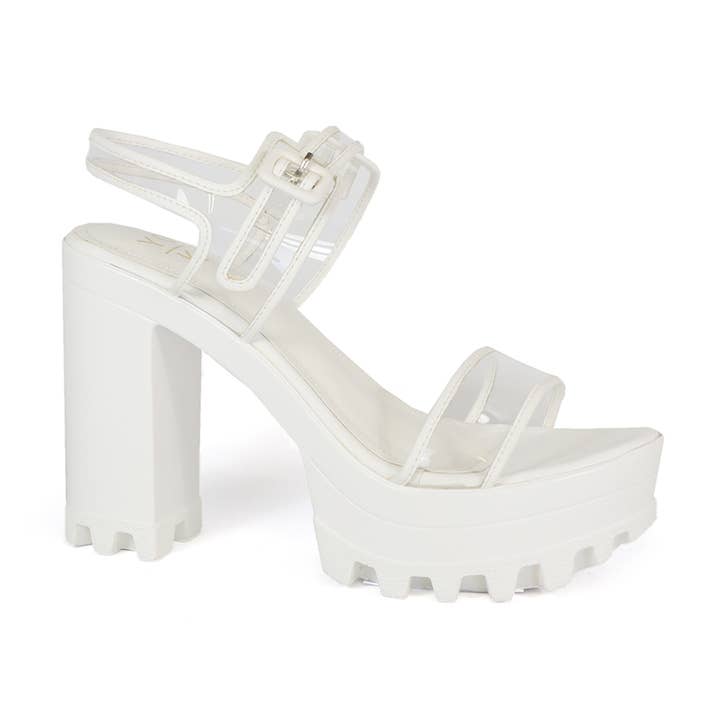 Yoki Fashion - Wholesale Platform Heels - Women's - YOKI ASTER Women's Chunky High Heel Clear Summer Sandals