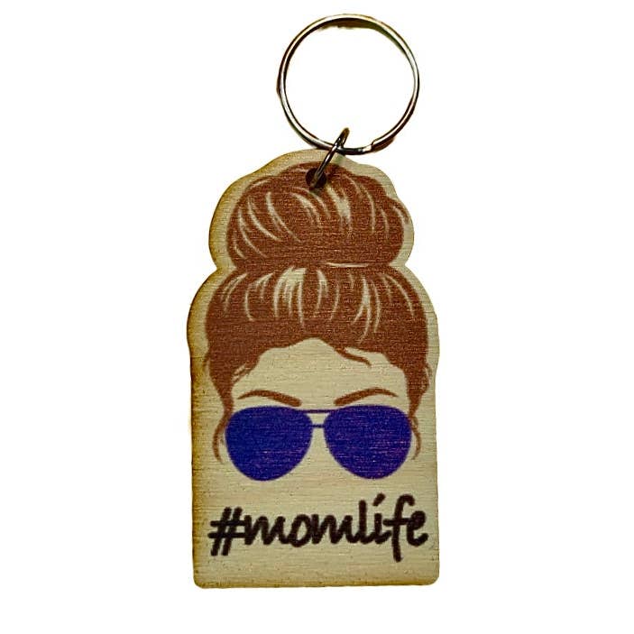 #momlife Light Brown Hair Blue Sunglasses Magnet/Keychain for wholesale by Rock Lion Goods