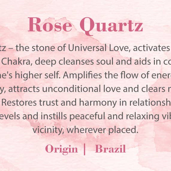 Crystal Information Cards - Rose Quartz for wholesale by Natures Artifacts Inc