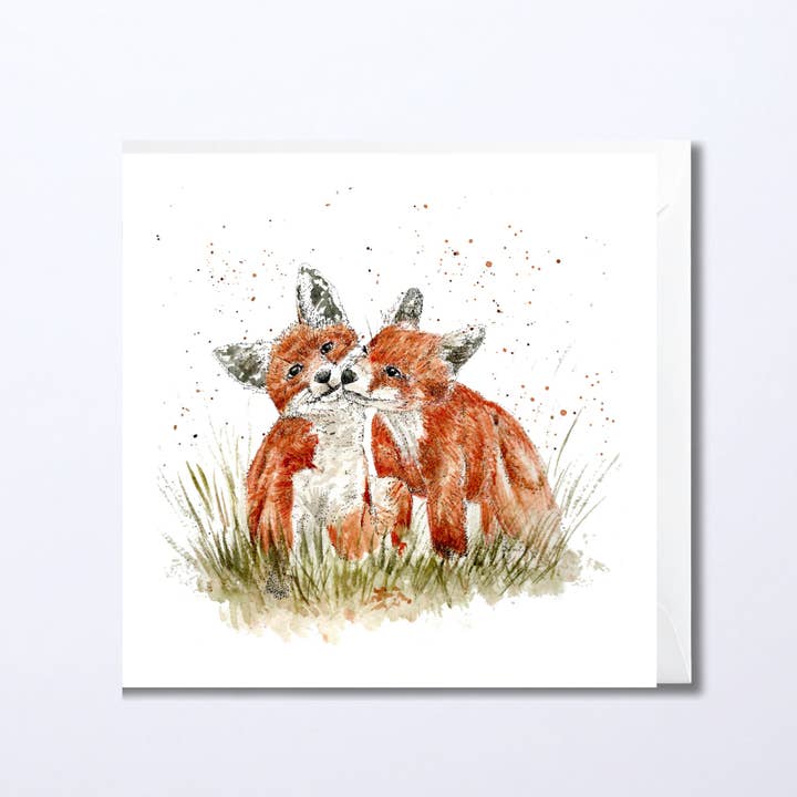 Akvarellräv Mysiga Svansar Gratulationskort för wholesale av Dots Allowed