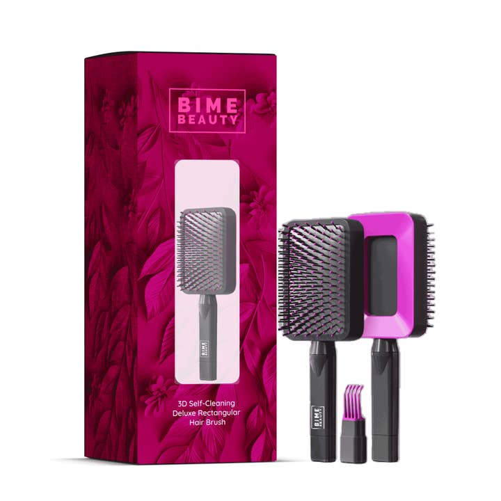 Brosse à cheveux rectangulaire de luxe autonettoyante 3D pour la vente par Bime Beauty