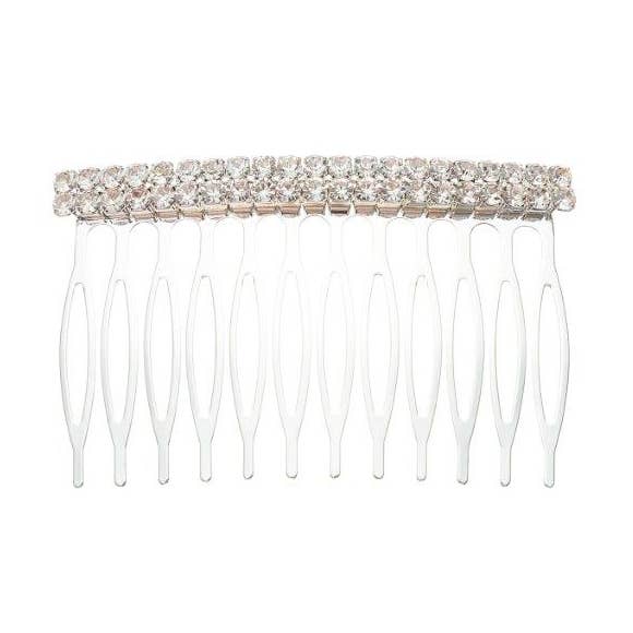 (69756-100) Silver Clear Pair Hair Comb L2.5* W. for wholesale by Cool Crystals