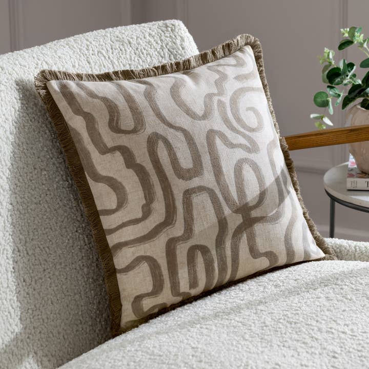 Lina Abstract Printed Cushion Natural for wholesale by Riva Home