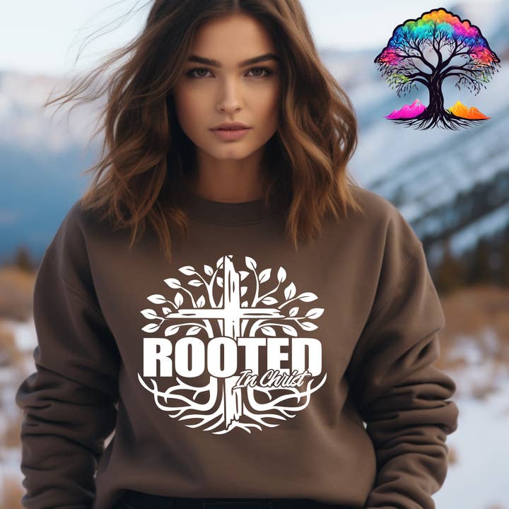 Christelijk sweatshirt - Geworteld in Christus - Gebaseerd op geloof voor wholesale door Honey & Haven