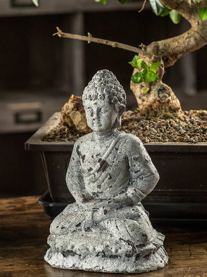 Estátua de Buda Sentado em Cimento por atacado de Vagabond Vintage