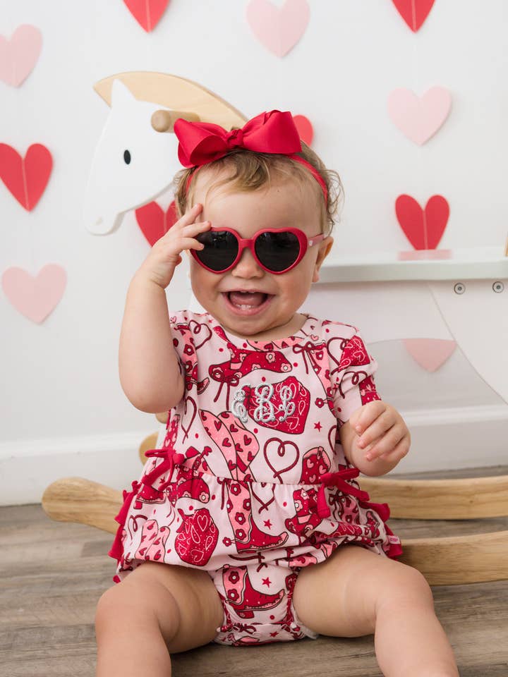 Pelele Burbuja de Punto con Lazo y Manga Corta para Bebés Niñas Lasso Love para venta al por mayor de RuffleButts + RuggedButts