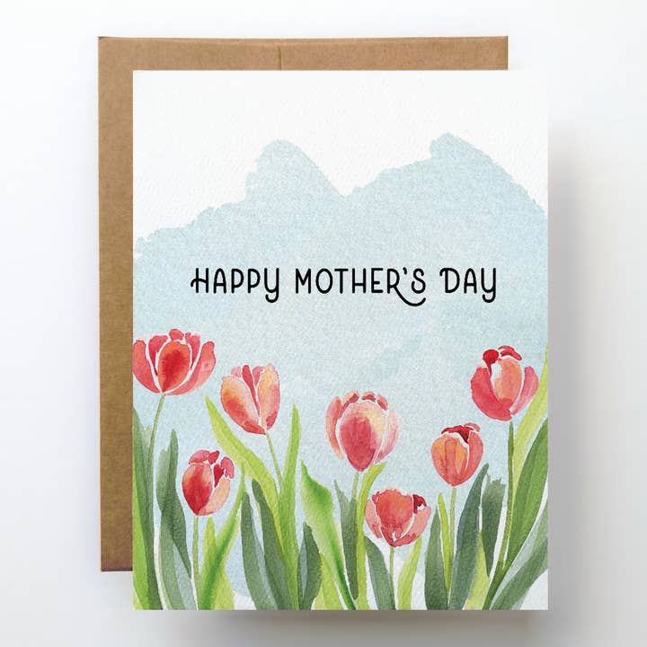 Tarjeta del Día de la Madre | Flores de Tulipán de Primavera Feliz Día de las Madres para venta al por mayor de Watercolor Wednesday