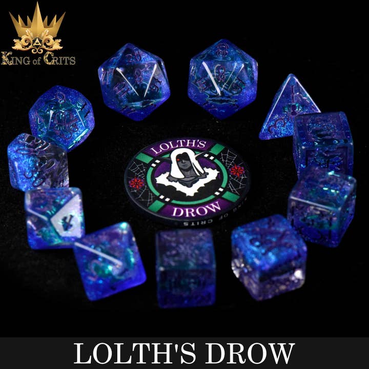 DNDDICE.COM - Wholesale Dice - Lolth's Drow - 11 Dice Set2