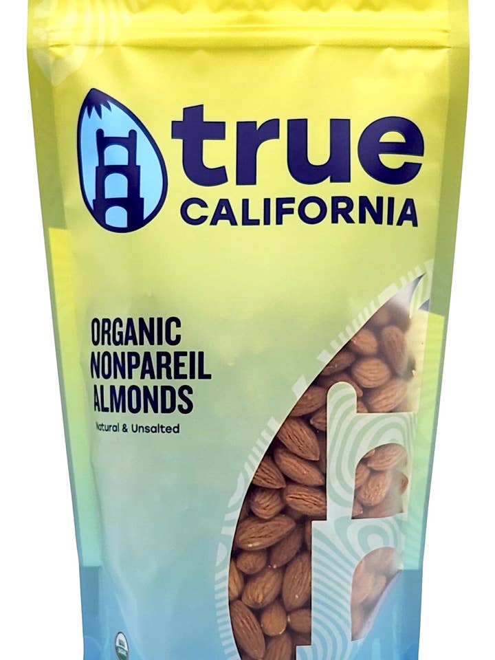 Organic Nonpareil Almonds for wholesale by True California Organic Nuts: Pistachios, Almonds, & Walnuts