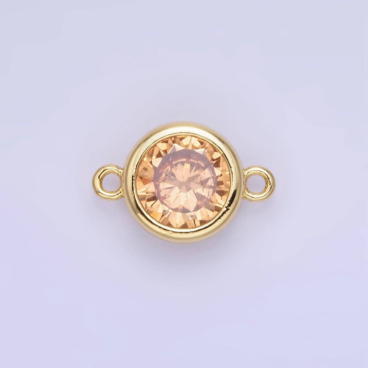 Aim Eternal - Wholesale Individual Charm/Pendant - 14K Gold Filled Birthstone CZ Round Bezel Connector | G937 - G94413