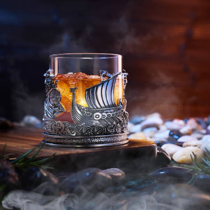 The Wine Savant / Khen Glassware - Wholesale Cocktail/Liquor Glass - Viking & Mythological Whiskey Drinking Glass - 12 OZ3