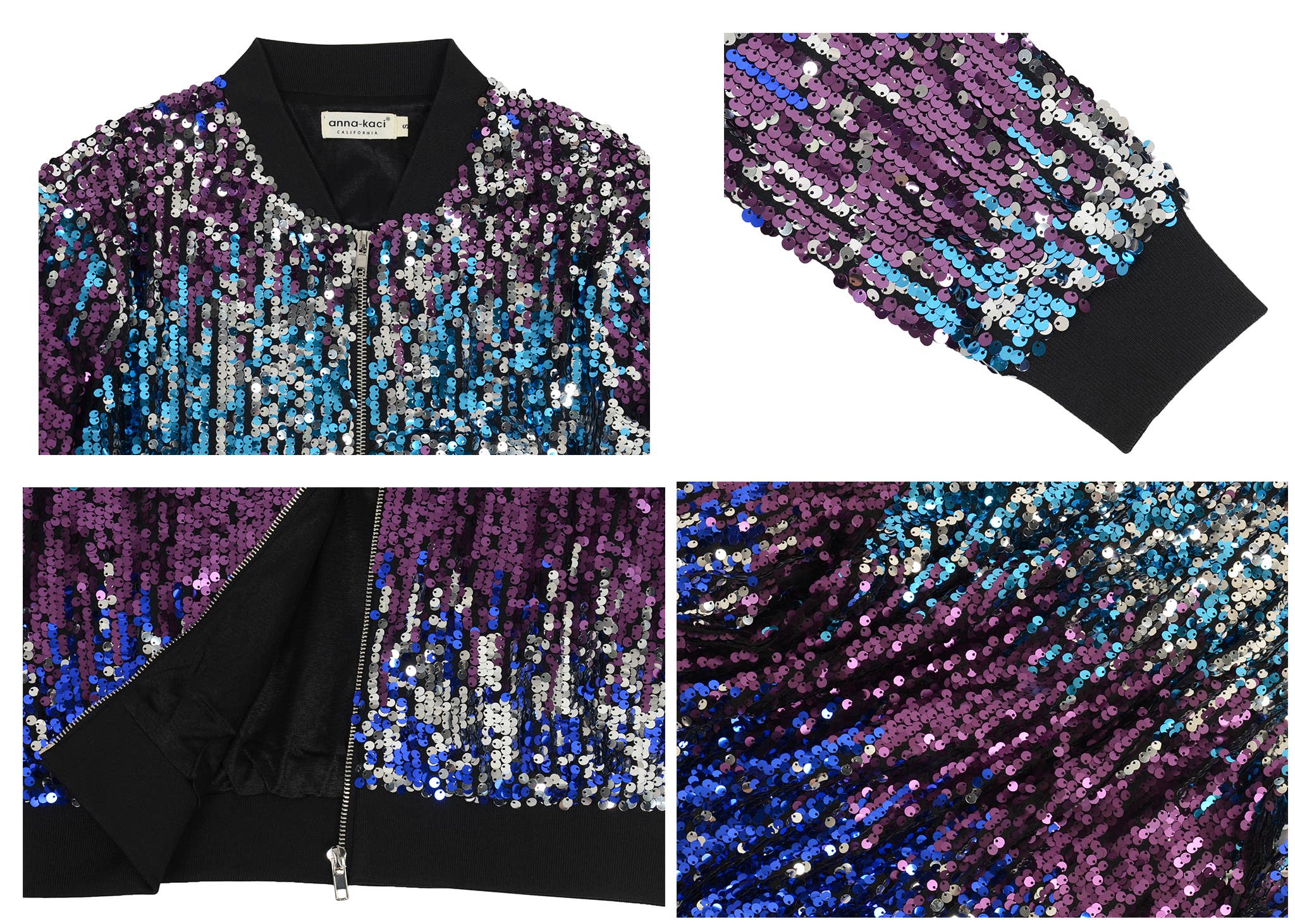 Anna Kaci Wholesale - Wholesale Bomber Jacket - Women's - Plus Size Sequin Bomber Jacket32