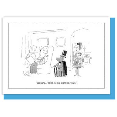 (H) THE DOG WANTS TO GO OUT - 5 x 7 NEW YORKER CARD for wholesale by Nelson Line