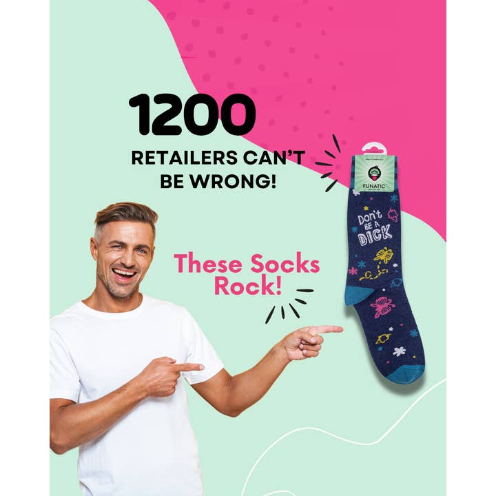 Funatic - About Face Designs - Nice Enough Merch Co - Wholesale Socks - Unisex - Don't Be A Dick Socks | Funny | Funatic