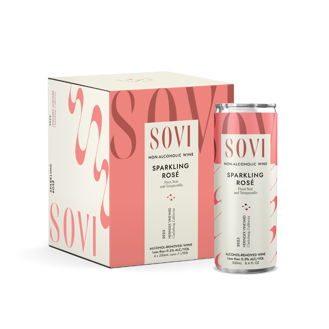 Sovi Wine Co. - Wholesale Non-Alcoholic Spirits/Wine/Beer - Sparkling Rosé - Non-Alcoholic Wine - 4-Pack Cans - NEW1