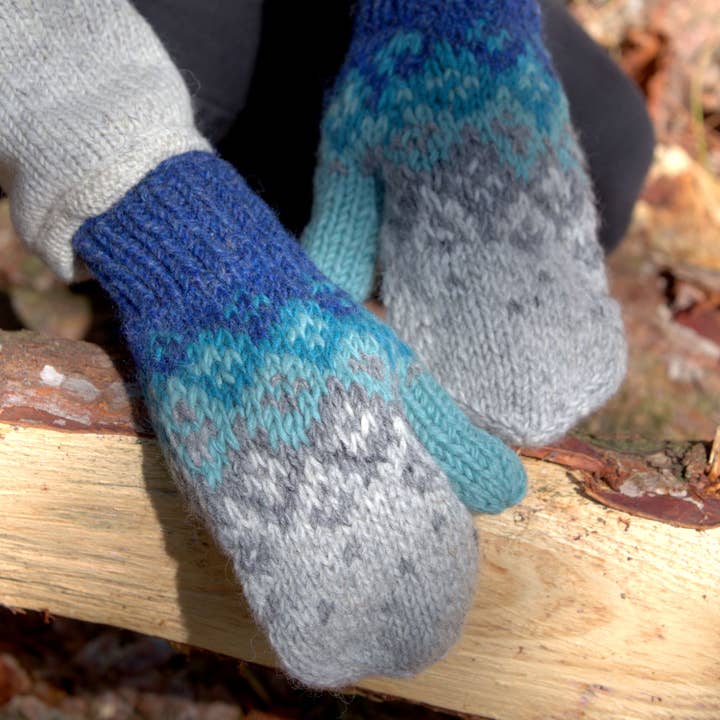 Fjall Mittens - Pure Wool - Knitted - Fair Trade for wholesale by Black Yak Ltd