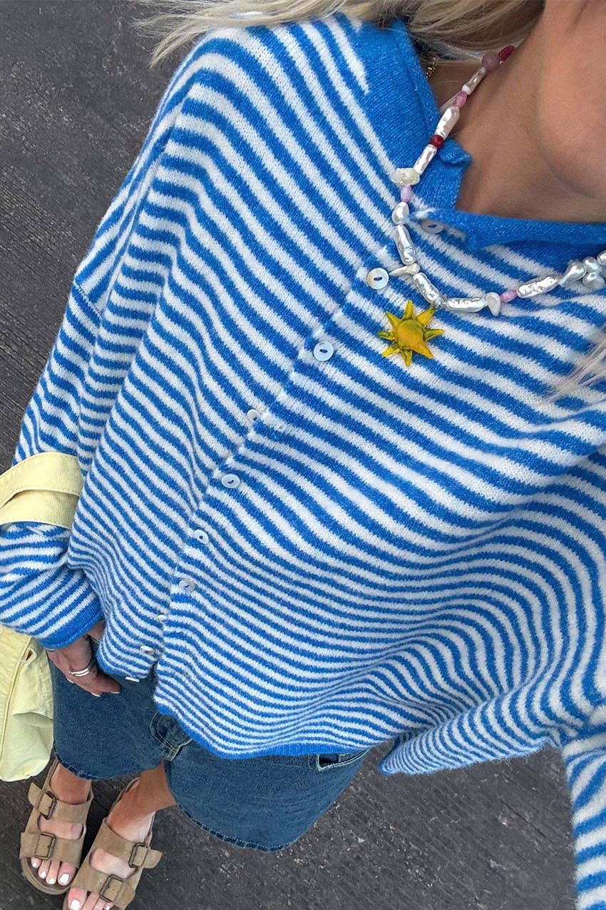 Hope & Sunshine - Vente Cardigan – femme - Cardigan en maille rayé2