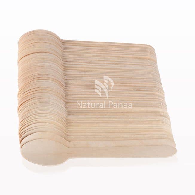 Natural Panaa - Vente Lots de vaisselle jetable - Cuillère jetable - Cuillère en bois de bouleau de 16 cm0