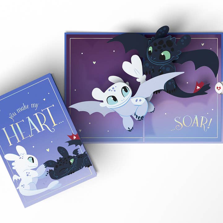 How To Train Your Dragon Toothless & Light Fury You Make My Heart Soar Pop-Up Card for wholesale by Lovepop Cards