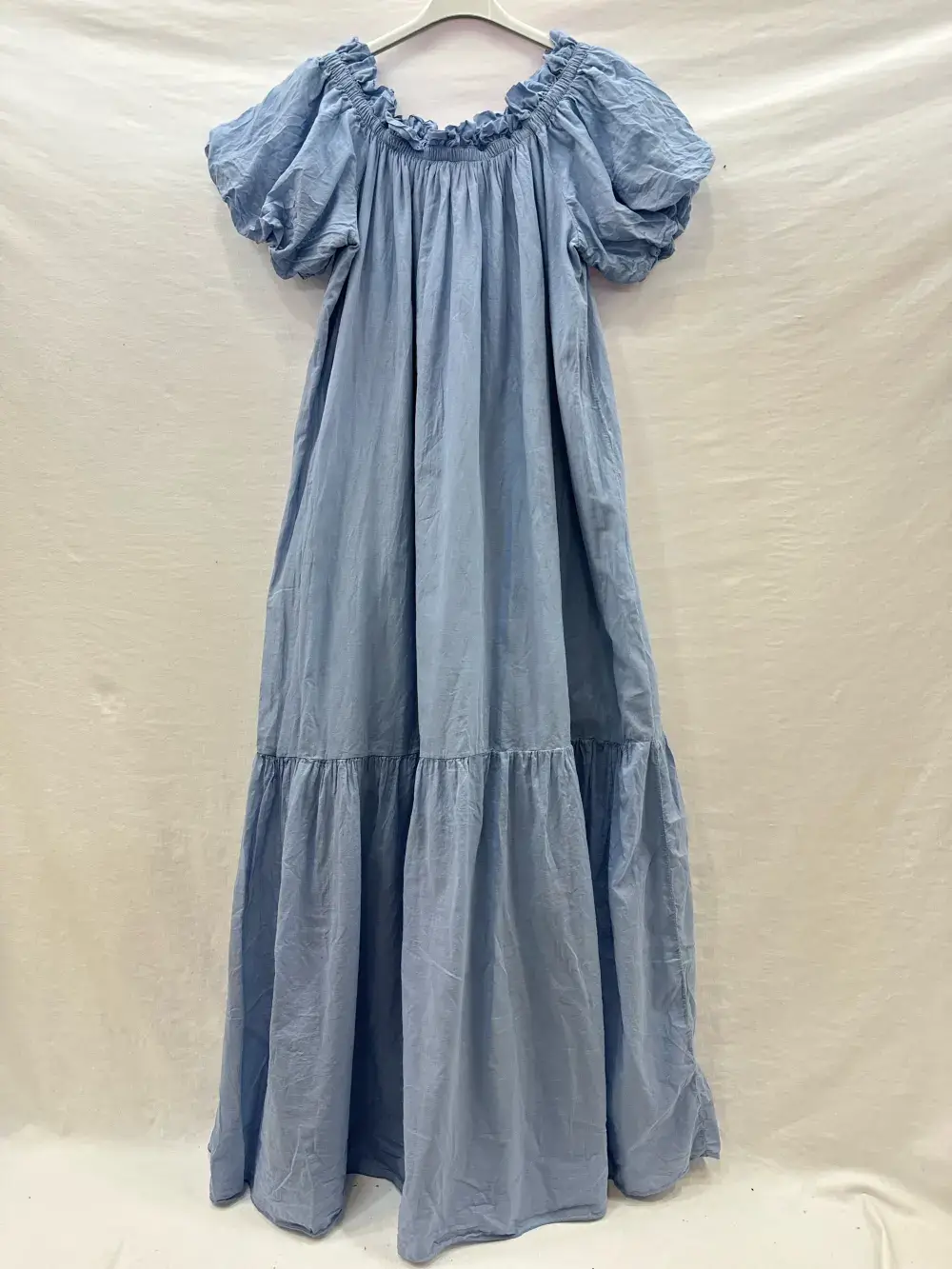 Mimi & Gogo - Wholesale Jurk - Dames - Lange Jurk van Katoenen Voile met Volants @27043_RLDouble16