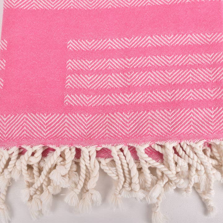 Organic Turkish Towels - Wholesale Beach Towel - Beach Towels, Pink Chevron Towel for Relaxation3