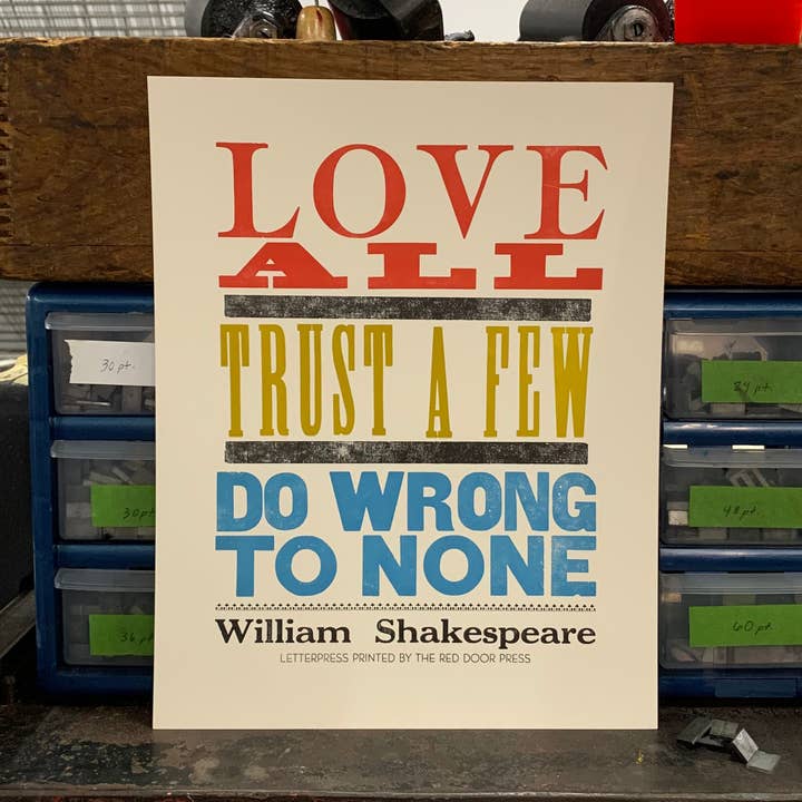 Love All, Trust a Few, Do Wrong to No One for wholesale by The Red Door Press