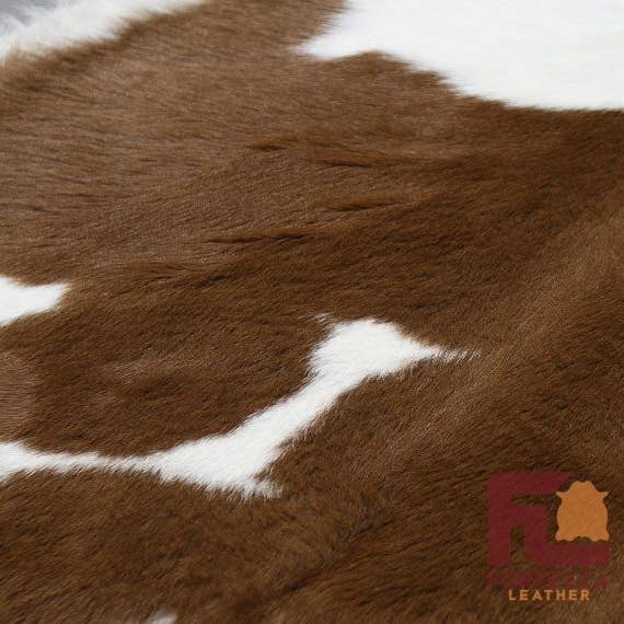 Fortezza Leather - Wholesale Area Rug - Brown and White Calf Hide | 3' x 2'| 3