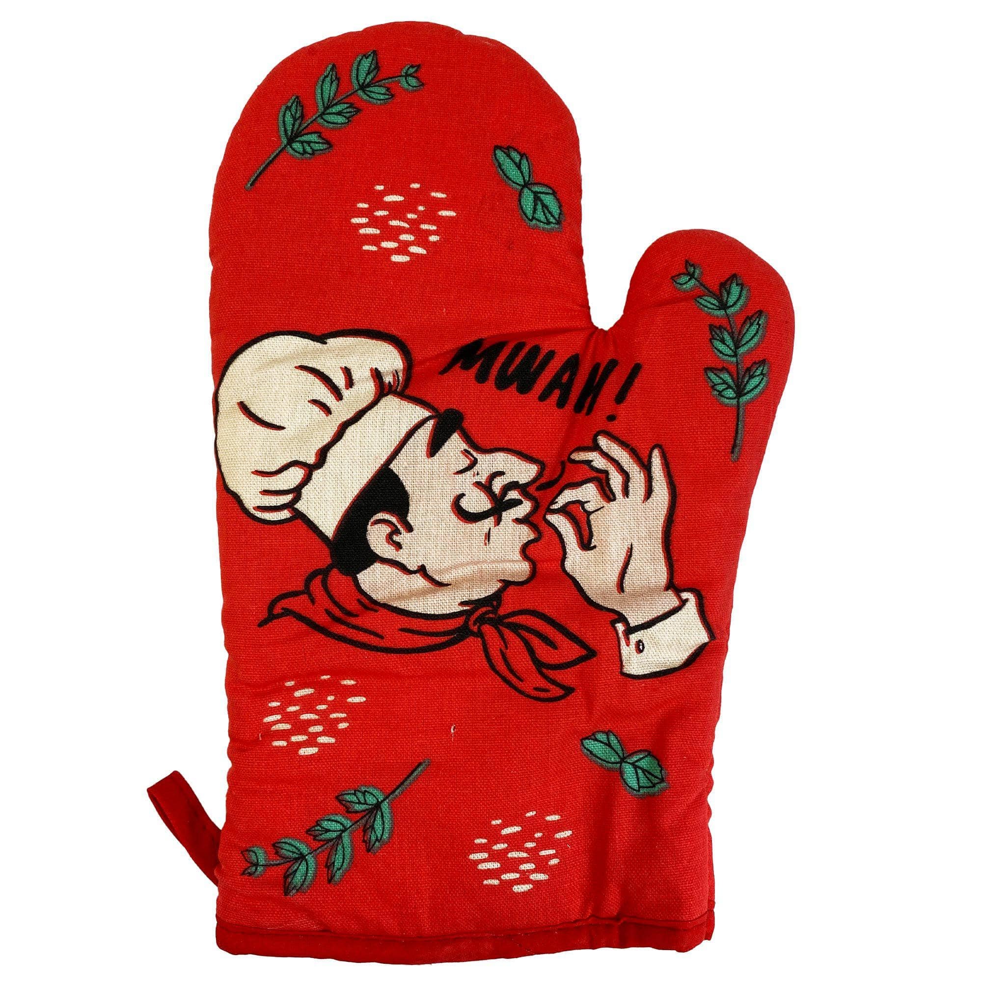 Red Chef's Kiss Oven Mitt Funny Gift for Cook Cute Graphic for wholesale on Faire3