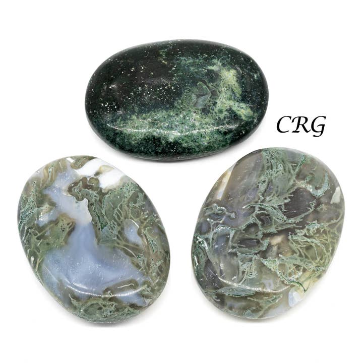 QTY 1 - Moss Agate Palm Stone / 2" Avg for wholesale by Crystal River Gems LLC