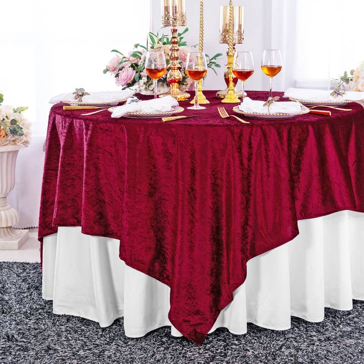 Seamless Square Ice Crushed Velvet Tablecloth Overlay for wholesale by Radyan Fabrics