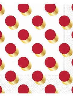 Serviettes de table à pois et rayures - Rouge pour la vente par MelissaRae Wholesale