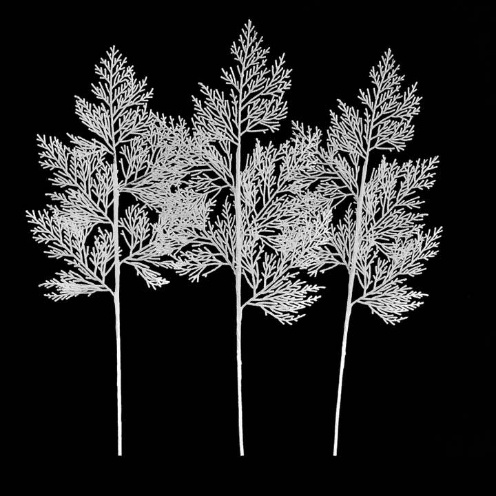 3 Pack of White Glitter Branch Picks for wholesale by Winterland Inc.