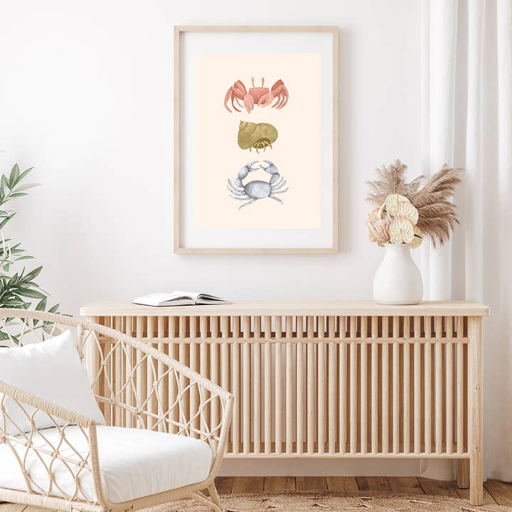 Cassie Zaccardo Art - Wholesale Art print - 'Coastal Crustaceans' | Under the Sea Crabs Wall Art Print1