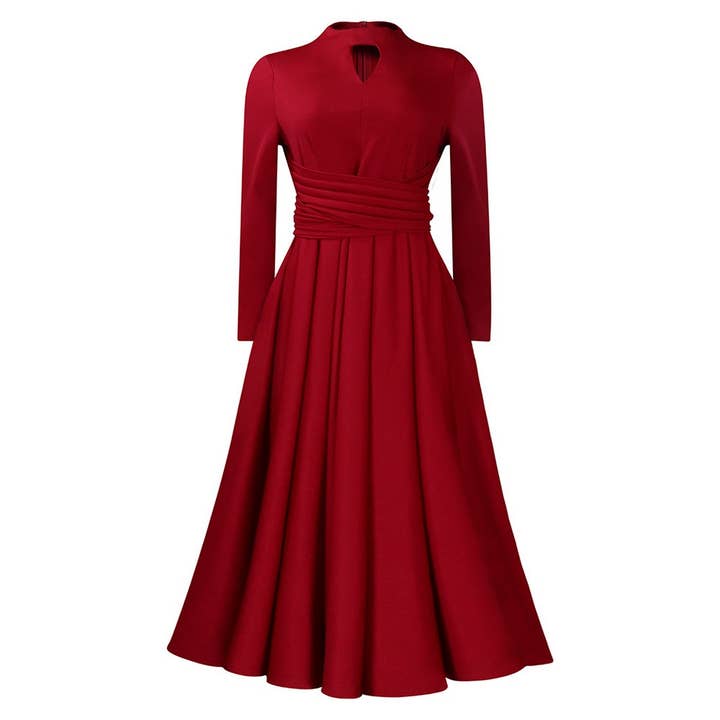 ACCITY - Wholesale Dress - Women's - FASHIONABLE PLEATED PLUS SIZE SWING SKIRT DRESS_CWDMD3665