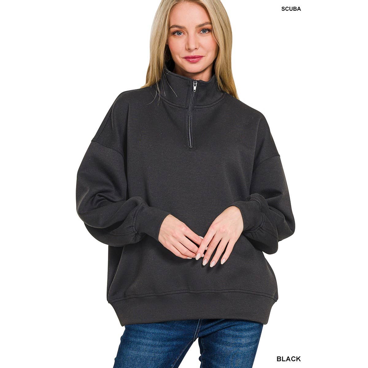 Apolline – wholesale Sweatshirt - Dam – Scuba tröja med halv dragkedja2