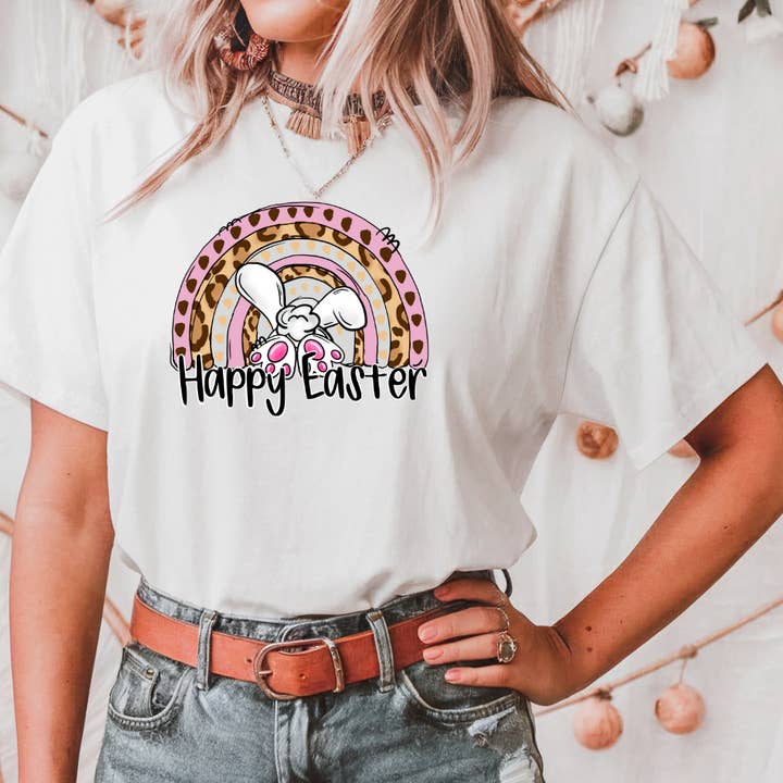 Happy Easter Rainbow Adult T shirt for wholesale by Rockin R Apparel
