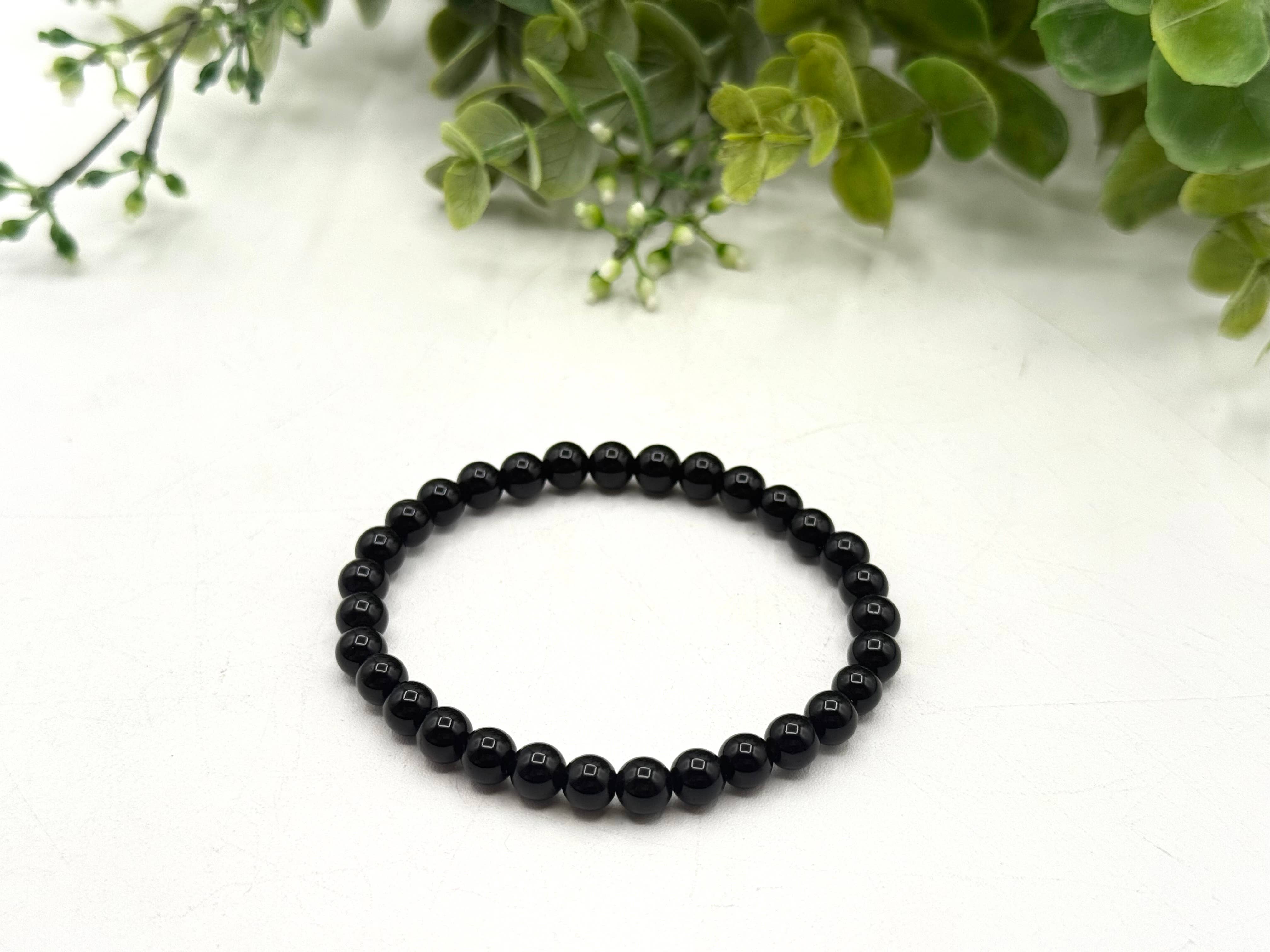 Meraki Gemstones - Wholesale Beaded Bracelet - Black Onyx Stretchable Bracelet 6mm   2