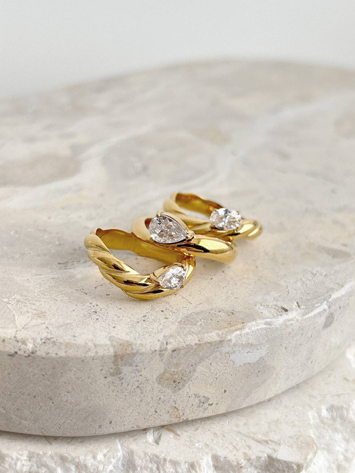 Angels Whisper Accessories - Wholesale Single Stone/Solitaire Ring - Monet Crystal 18K Gold Plated Ring (3sizes)1