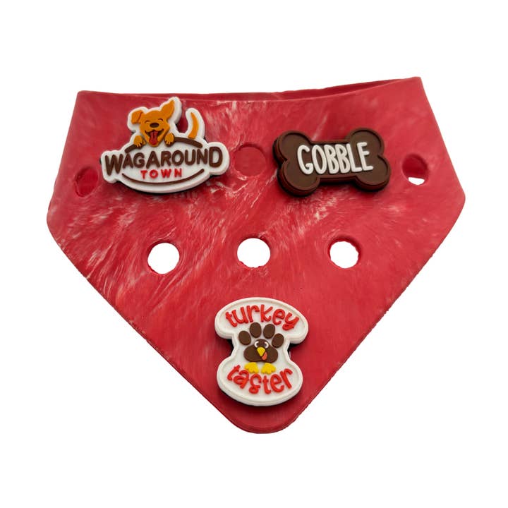 Charmdana-Rubber Dog Bandana with Charms-Thanksgiving for wholesale by Wag Around Town