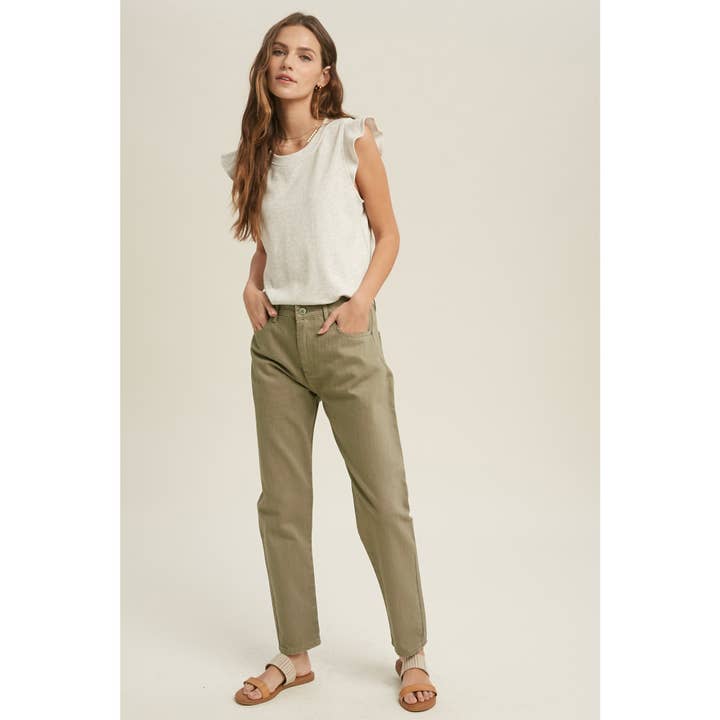 S OLIVE DENIM PANTS WITH CLASSIC 5-POCKETS AND BELT LOOP / WL21-6097 for wholesale on Faire