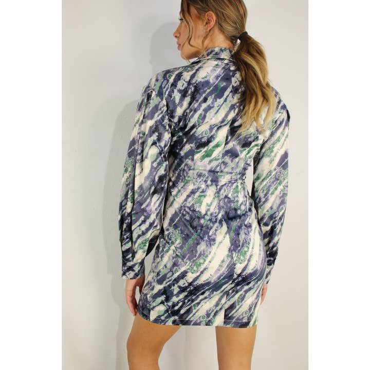 MARINEBLAU MULTI SCHWERES BAUMWOLL-MINIKLEID MIT BALLONÄRMELN für den Großhandel auf Faire14