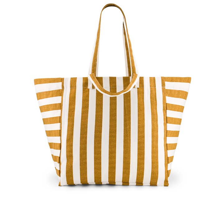 ELISA TOTE BAG STRIPES CARAMEL - ECRU for wholesale by Rose in April