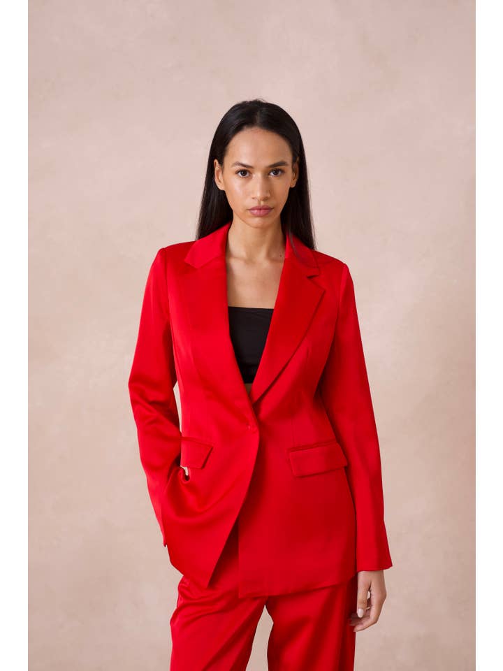 Attentif Paris - Vente Veste de tailleur – femme - Veste cintrée unie en satin52