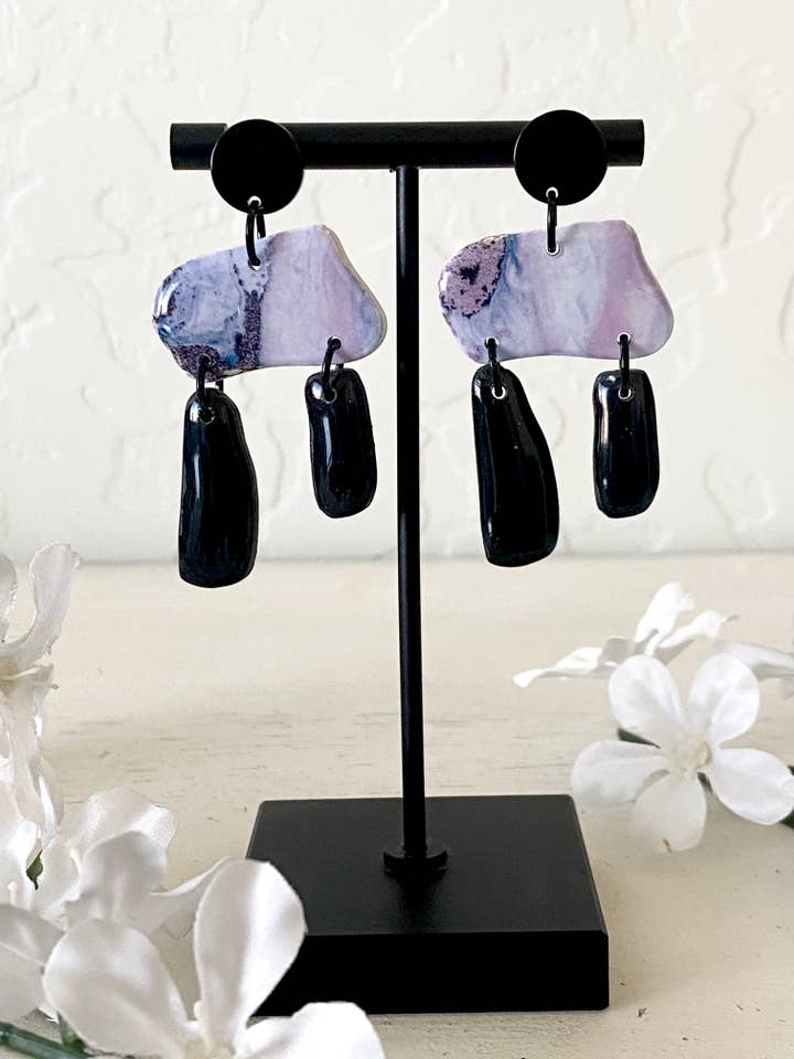 Pendientes rosas, pendientes de mármol, joyas llamativas, verano para venta al por mayor de midnightclayco