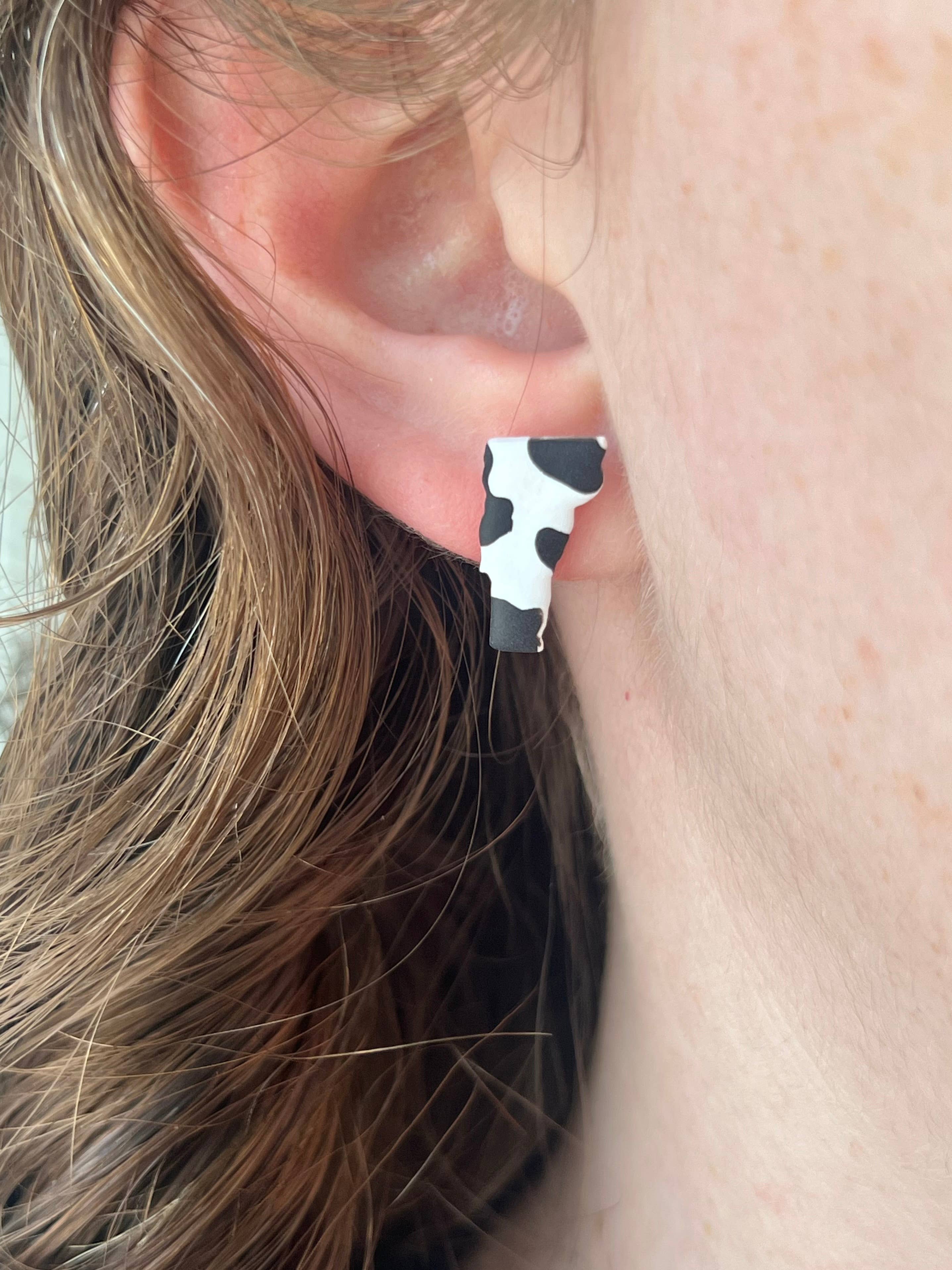 Hayden Handcraft - Wholesale Stud/Post Earrings - Cow Print Vermont Studs1