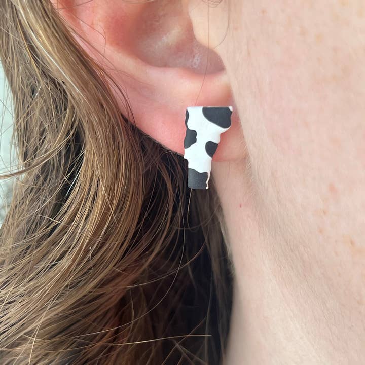 Hayden Handcraft - Wholesale Stud/Post Earrings - Cow Print Vermont Studs1