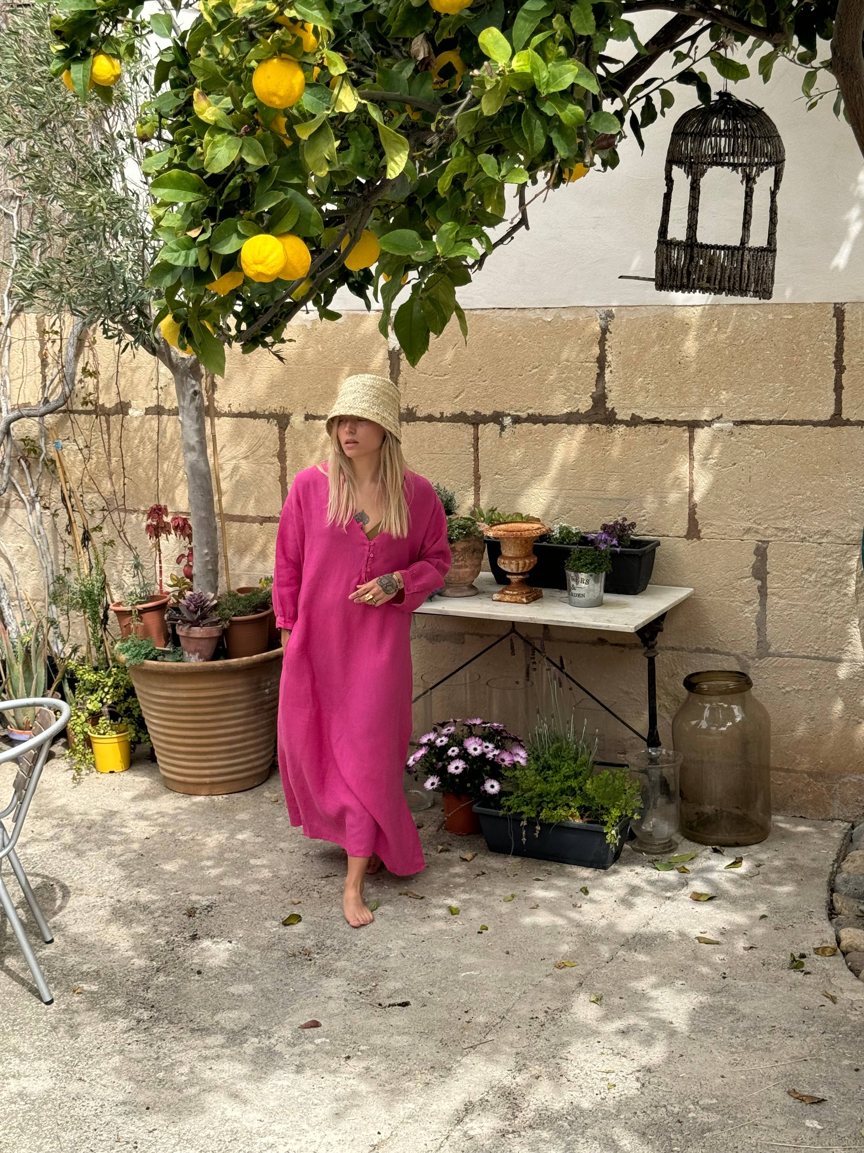 A PEACE OF IBIZA ® COLLECTION - Vendita all'ingrosso Vestito - Donna - Abito FRESNO in lino belga1