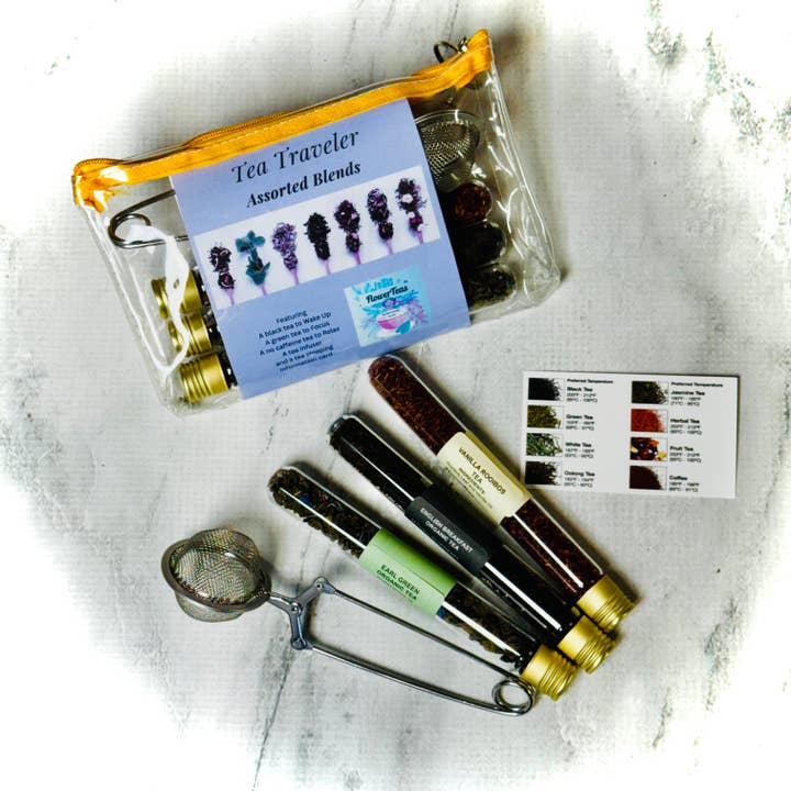 Reisset Luxe theecadeau met losse bladeren, diverse melanges voor wholesale door FlowerTeas