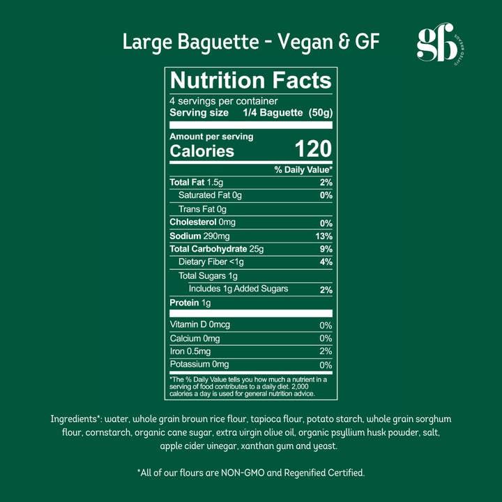 Gifted Breads - Wholesale Bread/Tortilla - Gluten-Free & Vegan Breads - Baguette  (Allergy-Friendly)