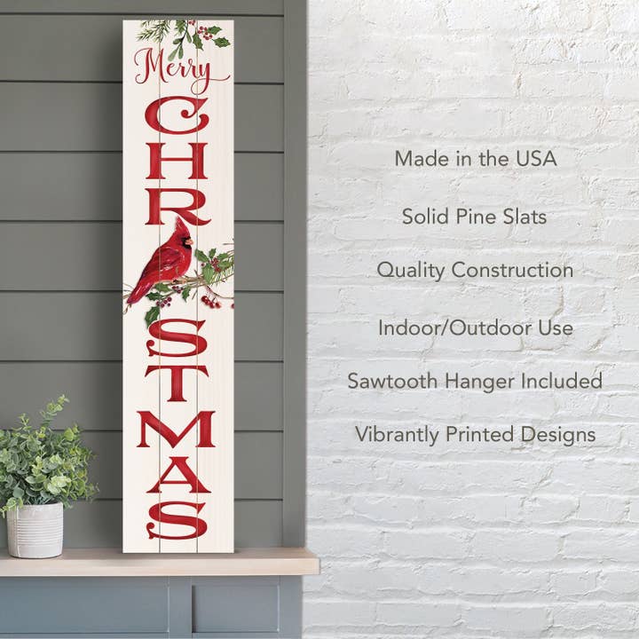 CounterArt/Highland Home/Thirstystone – wholesale Väggdekorationer med jultema – Christmas Cardinal Inomhus/utomhus pallträskylt4
